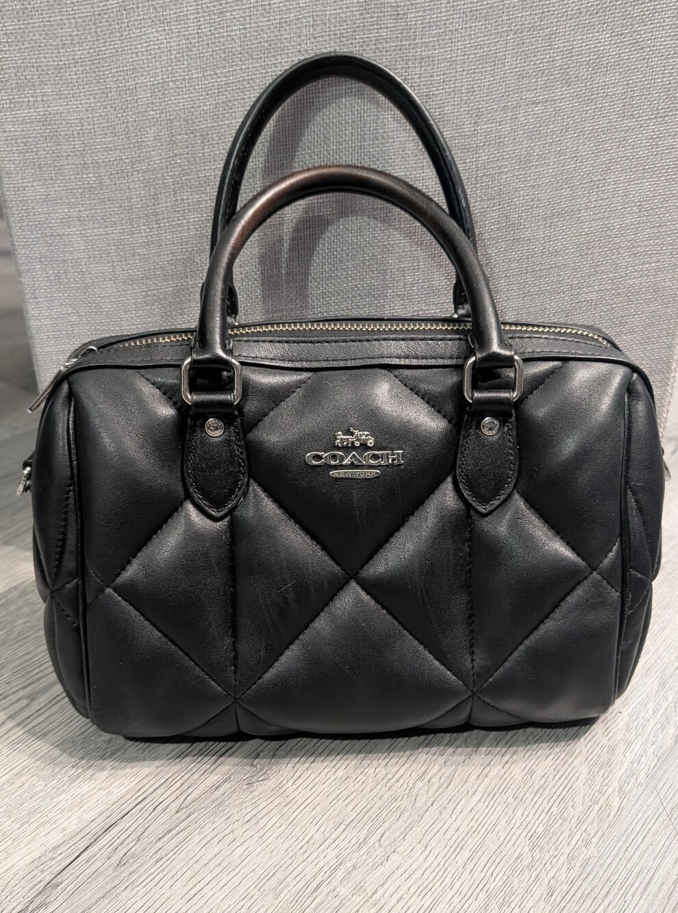 Coach Rowan CJ610 Black Quilted Nappa Leather Satchel Rare Y2K